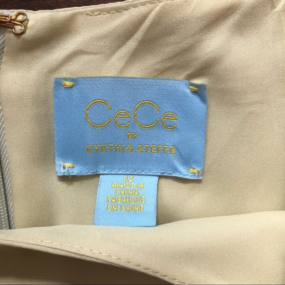 CECE Cynthia Steffe Yellow Kayte Floral Graphic Shift Mini Dress Size 12 - Picture 8 of 10